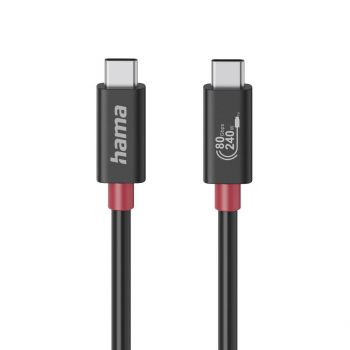 HAMA Кабел USB-C еMarker, USB 4 Gen 4, 80 Gbit/s, 1 м, 5 A, 240 W ,черен