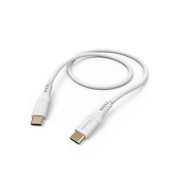 HAMA Кабел за зареждане &quot;Flexible&quot;, USB-C - USB-C, 1.5 м, силиконов, бял