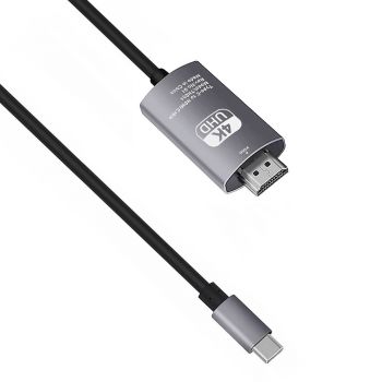 Кабел DeTech, USB-C – HDMI, 2.0m, 4K, 30Hz, Gray - 18392