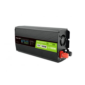 Инвертор GREEN CELL, 12/220V, DC/AC, 500W/1000W INVGC12P500LCD  LCD, Чиста синусоида