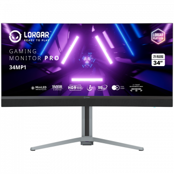 Геймърски монитор LORGAR 34MP1, UWQHD MiniLED Gaming Monitor Pro, 34'' (3440*1440) VA curved monitor...