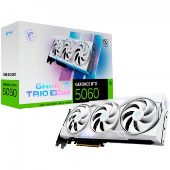 Видео карта MSI Video Card NVIDIA GeForce RTX 5060 8G GAMING TRIO OC WHITE, 8GB GDDR7, 128-bit, 2640...