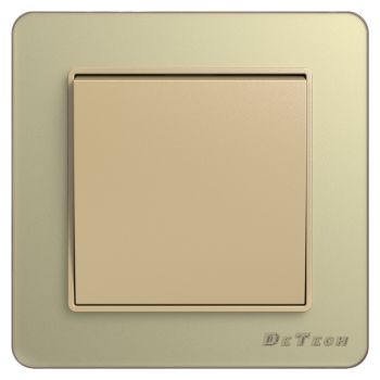 1 gang 1 way light switch  DeTech DE-6008-01, 10A, 250V, For built-in, IP20, Gold - 75010