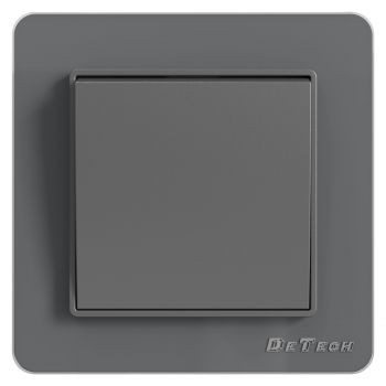 1 gang 1 way light switch  DeTech DE-6008-01, 10A, 250V, For built-in, IP20, Grey - 75019