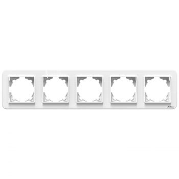 5 gang Frame DeTech DE-9223-85, Horizontal, For built-in, 364x80, White - 75042