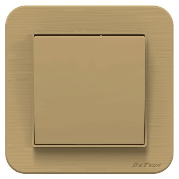 1 gang 1 way switch light switch DeTech DE-9223-01, With frame, 10A, 250V, For built-in, IP20, Gold - 75043