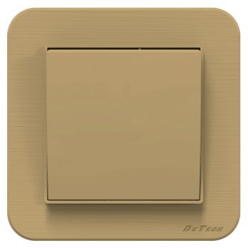 1 gang 2 way Deviator electric light switch DeTech DE-9223-31, With frame, 10A, 250V, For built-in, IP20, Gold - 75046