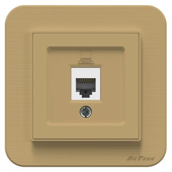 1 gang computer socket DeTech DE-9223-61, RJ45, Cat5E, For built-in, IP20, Gold - 75050