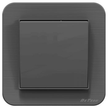 1 gang 3 way Cross electric light switch DeTech DE-9223-33, With frame, 10А, 250V, For built-in, IP20, Grey - 75062