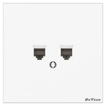 Double computer socket DeTech DE-9225-62, RJ45, Cat5E, For built-in, IP20, White – 75082