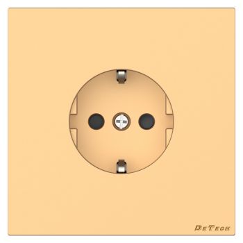 Single power socket DeTech DE-9225-42, Schuko, Concealed, 16A, 250V, IP20, Gold - 75088