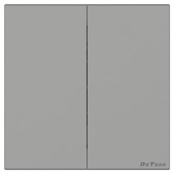 Double electric light switch DeTech DE-9225-02, 2 gang 1 way, 10A, 250V, IP20, Grey - 75095
