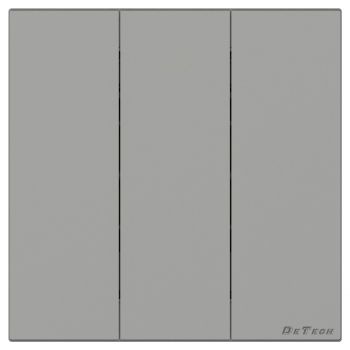 Triple electric light switch DeTech DE-9225-03, 3 gang 1 way, 10A, 250V, Concealed, IP20, Grey - 75096