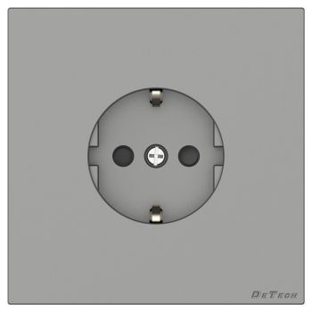 Single power socket DeTech DE-9225-42, Schuko, Concealed, 16A, 250V, IP20, Grey - 75098
