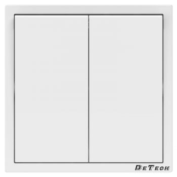 Double electric light switch DeTech DE-9227-02, With frame, 2 gang 1 way, 10A, 250V, IP20, White - 75106