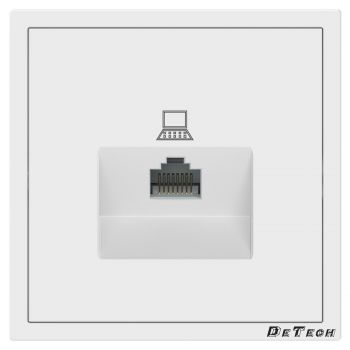 Single computer socket DeTech DE-9227-61, RJ45, Cat5E, For built-in, IP20, White - 75112