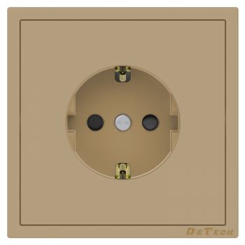 Single power socket DeTech DE-9227-42, With frame, Schuko, Concealed, 16A, 250V, IP20, Gold - 75124