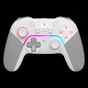  Геймърски контролер A4tech Bloody GPW70, Dual-mode жичен и безжичен, RGB, Бял