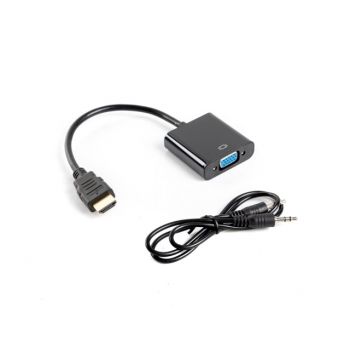 Адаптер LANBERG adapter HDMI-A (m) -> VGA (f) + minijack 3.5mm (f)