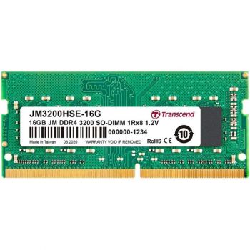 Памет за лаптоп TRANSCEND 16GB JM DDR4 3200Mhz SO-DIMM 1Rx8 2Gx8 CL22 1.2V