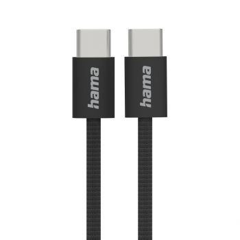 HAMA Кабел за зареждане &quot;Fabric&quot;, USB-C - USB-C, 1 m, Nylon, черен