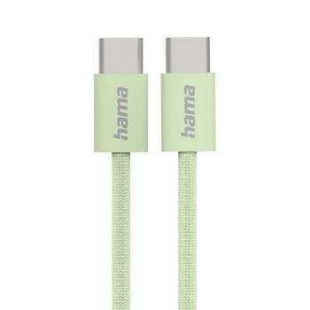 HAMA Кабел за зареждане &quot;Fabric&quot;, USB-C - USB-C, 1 m, Nylon, зелен