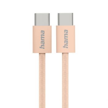 HAMA Кабел за зареждане &quot;Fabric&quot;, USB-C - USB-C, 1 m, Nylon, оранжев