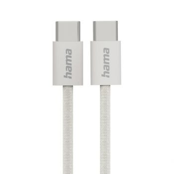 HAMA Кабел за зареждане &quot;Fabric&quot;, USB-C - USB-C, 1 m, Nylon, сив