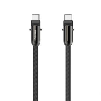 Hama Кабел за зареждане, USB-C, 2 в 1 с връзка за телефон, 1.2 m, черен