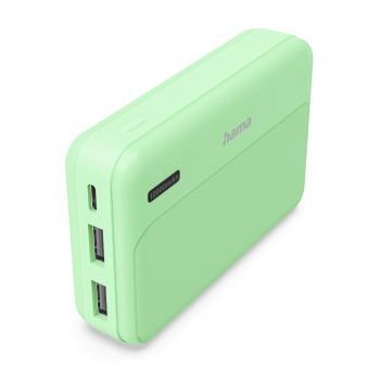 HAMA Външна батерия &quot;Pocket 10&quot;, 10000 mAh, Изходи: 2x USB-A, зелена