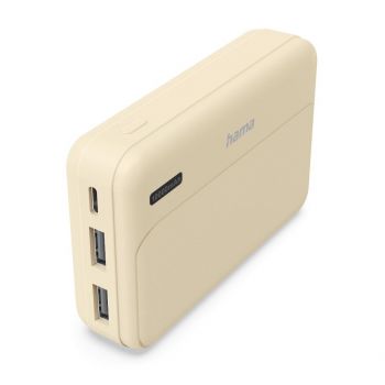 HAMA Външна батерия &quot;Pocket 10&quot;, 10000 mAh, Изходи: 2x USB-A, бежов