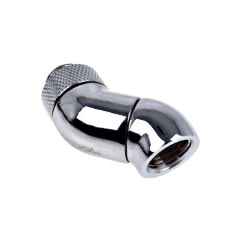 Ъглов адаптер Alphacool Eiszapfen, 2 x 45&deg;, G1/4 външна към G1/4 вътрешна резба, Сребрист