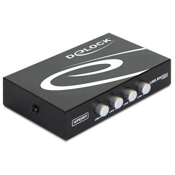 Превключвател Delock 87634, Ръчен, 4 x USB 2.0 порта, Черен