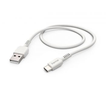 Кабел за зареждане HAMA &quot;Eco&quot;, USB-A - USB-C, 1 м, бял