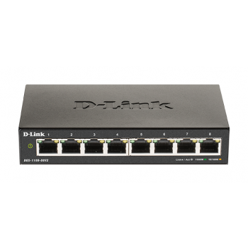 Суич D-Link DGS-1100-08V2, 8 портов 10/100/1000 Gigabit Smart Switch, управляем,
