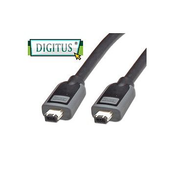 FireWire IEEE 1394A connection cable, 6pi 3.00m, CU, AWG28, 2x shielded, M/M, UL, black/grey RoHS compliant