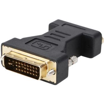 DVI-I adapter, DVI(24+5) plastic housing, M/F, black RoHS compliant 