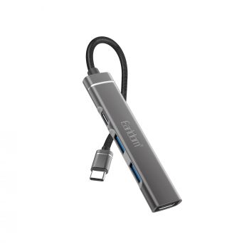 Hub Earldom ET-HUB19, Type-C, 4 Ports, Gray - 12064