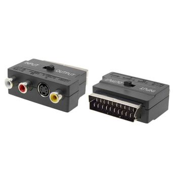 Преходник DP Скарт букси към Чинчове и S-Video, Черен