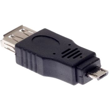Преходник No brand, USB AF към Micro USB 5P M, Черен 