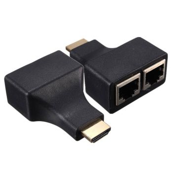 HDMI удължител, No brand, През LAN CAT-5e/6, Черен 