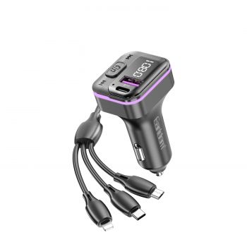 FM Трансмитер Earldom ET-M95, Bluetooth, USB, Type-C, 3.1A, With 3in1 cable, Black – 17769