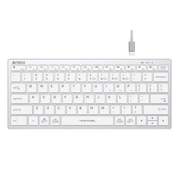 Безжична клавиатура A4TECH FBX51C FStyler, Bluetooth, 2.4 GHz, USB-C, Кирилизирана, Бял