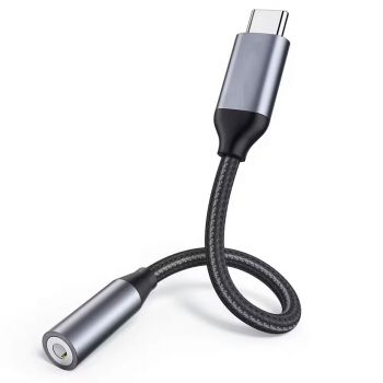 Адаптер DeTech, USB-C – 3.5mm (F), Gray - 17833