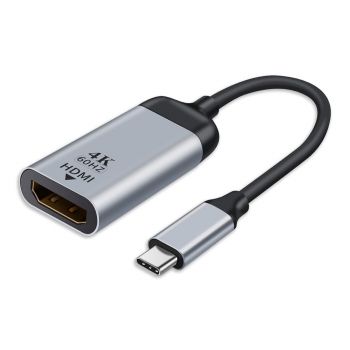 Адаптер DeTech, USB-C - HDMI 4K, 60Hz, Gray - 17835