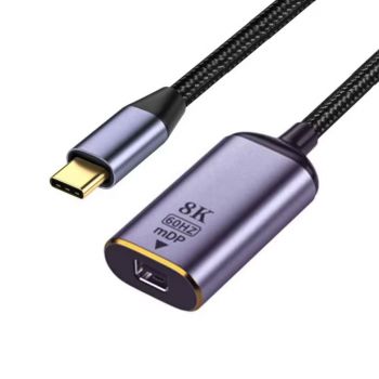 Адаптер DeTech, USB-C – Mini DP, 8K, 60Hz, Gray - 17839