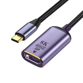 Адаптер DeTech, USB-C – DP, 8K, 60Hz, Gray - 17840