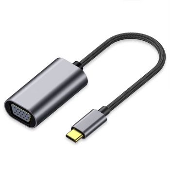 Адаптер DeTech, USB-C – VGA, Gray - 17841