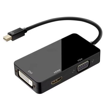 Адаптер DeTech, Mini DisplayPort (Thunderbolt) - DVI, VGA, HDMI, Black - 17859