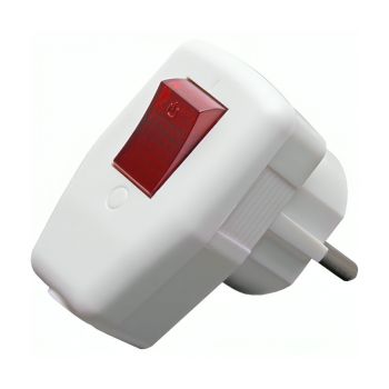 Power Plug No brand, Angle, Schuko, CEE 7/7, With switch, White - 17869